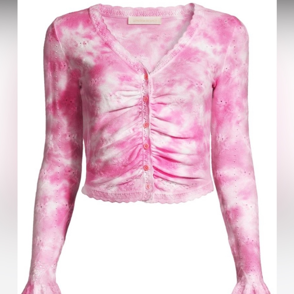 LOVE SHACK FANCY Aldridge Tie-Dye Pointelle Cardigan - Picture 2 of 10